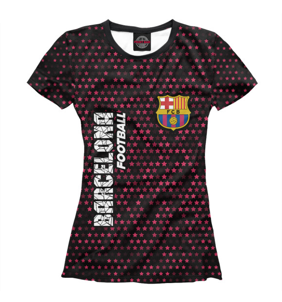 Футболка для девочек с изображением Барселона | Barcelona Football | Космос цвета Белый