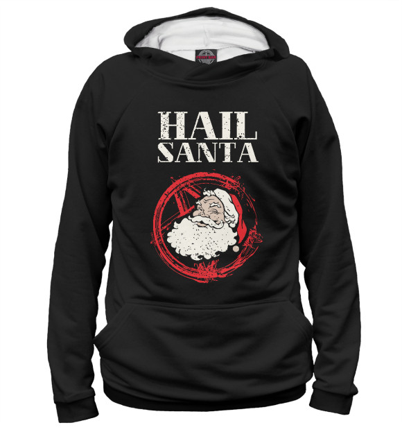 Женское худи с изображением Hail Santa цвета Белый