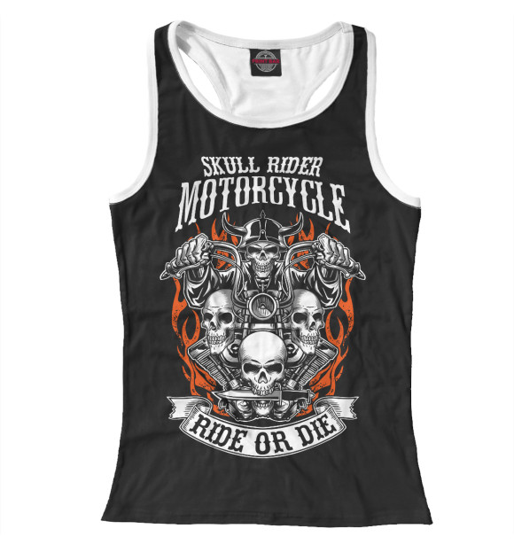 Женская майка-борцовка с изображением Байкер цвета Белый