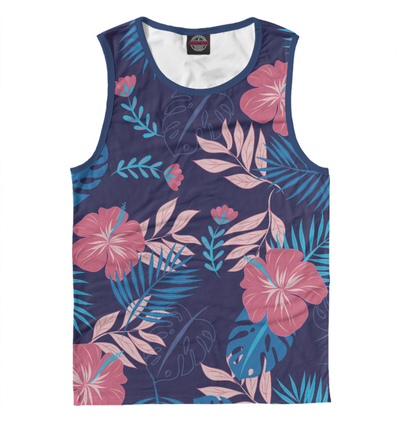 Мужская майка с изображением АЛОХА ХАВАЙИ РОЗОВЫЙ цвета Белый