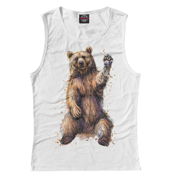 Майка для девочки с изображением Медведь цвета Белый