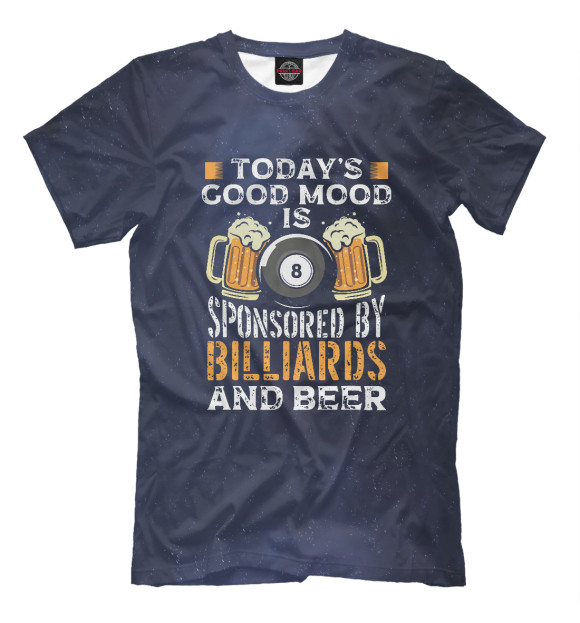 Мужская футболка с изображением Billiards And Beer цвета Белый