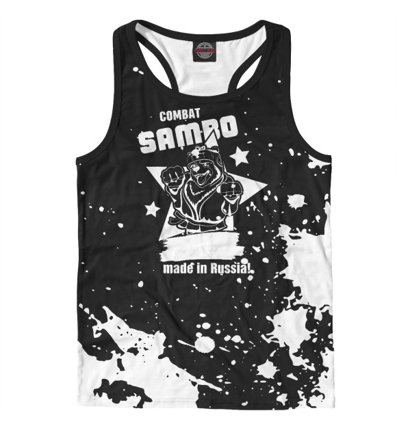 Мужская майка-борцовка с изображением Combat Sambo цвета Белый