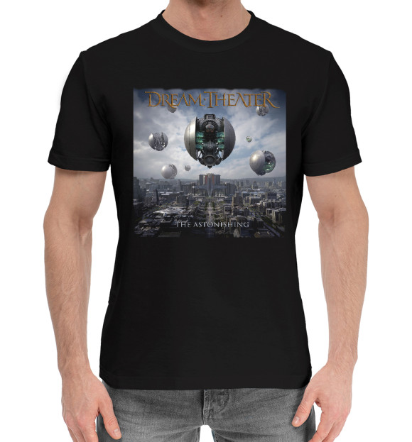 Мужская хлопковая футболка с притом Dreamtheater цвета Черный Мужская хлопковая футболка с изображением Dreamtheater цвета Черный
