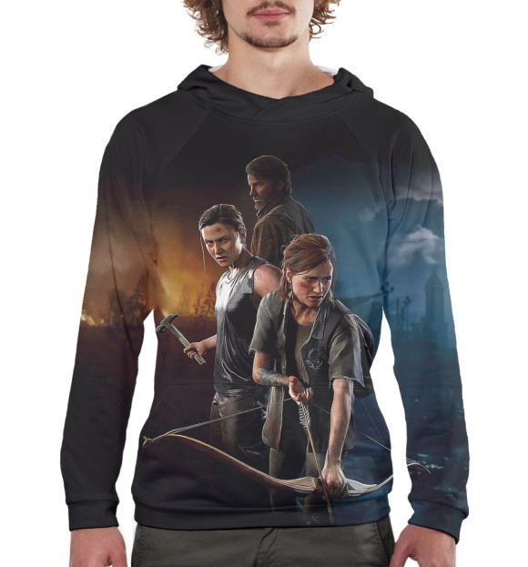 Мужское худи с изображением Элли, Эбби и Джоэл цвета Белый