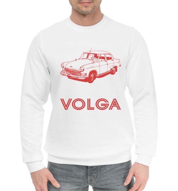 Мужской хлопковый свитшот с изображением VOLGA цвета Белый