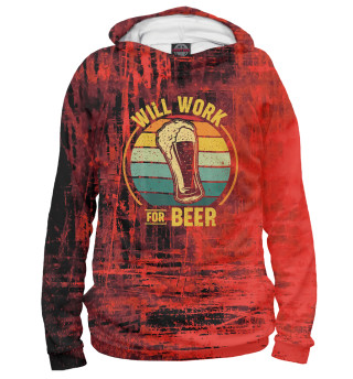 Мужское худи Will Work For Beer