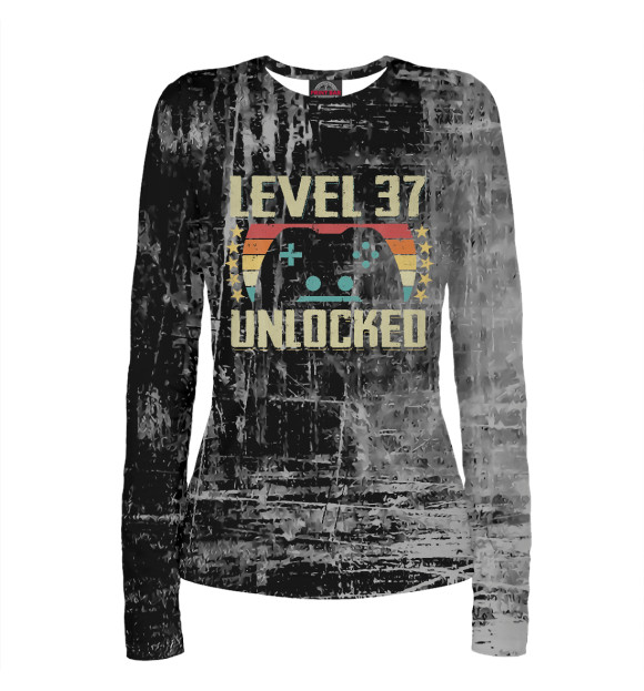 Женский лонгслив с изображением LEVEL 37 UNLOCKED Gaming цвета Белый