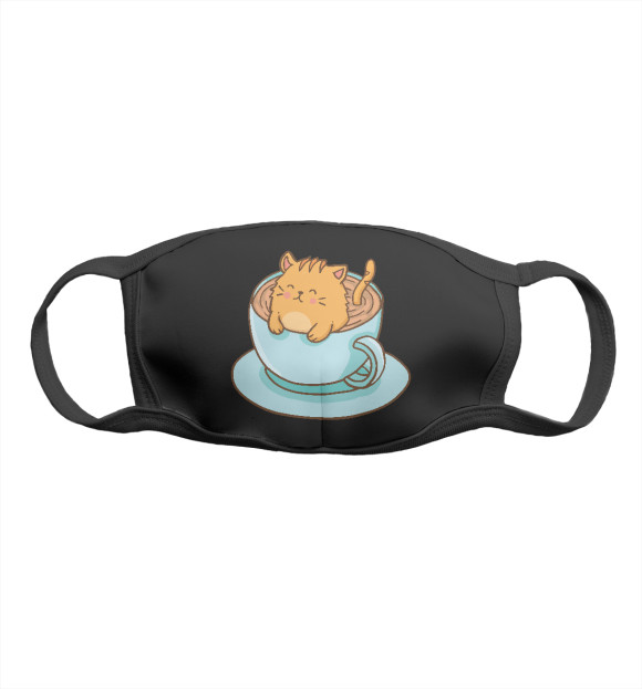 Маска тканевая с изображением Cup of cat цвета Белый