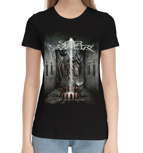 Женская хлопковая футболка с изображением Scar symmetry цвета Черный