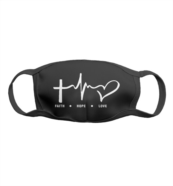 Маска тканевая с притом Вера, Надежда, Любовь цвета Белый Маска тканевая с изображением Вера, Надежда, Любовь цвета Белый