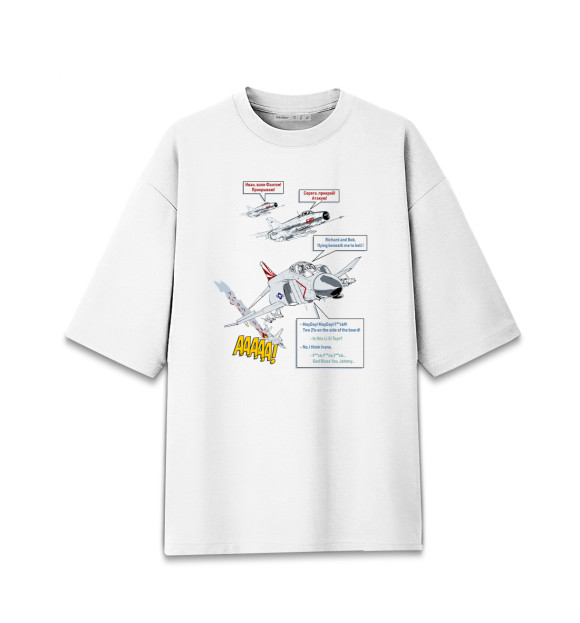 Женская футболка оверсайз с изображением Фантом цвета Белый