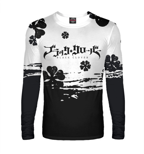 Мужской лонгслив с изображением Чёрный клевер цвета Белый
