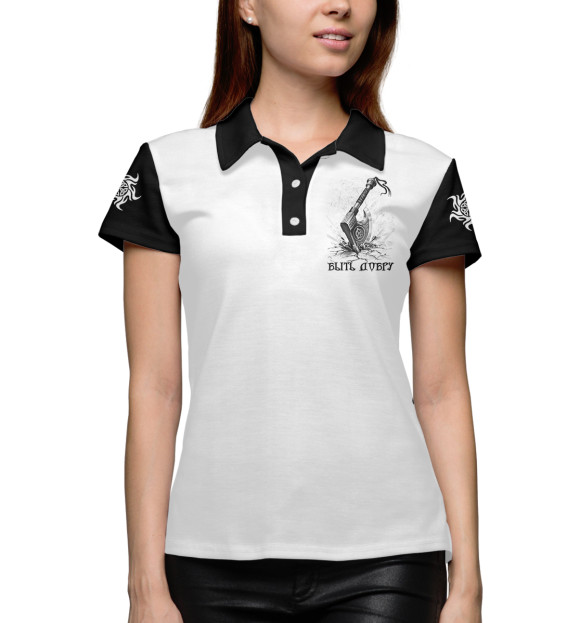 Женское поло с изображением Боевой славянский топор цвета Белый