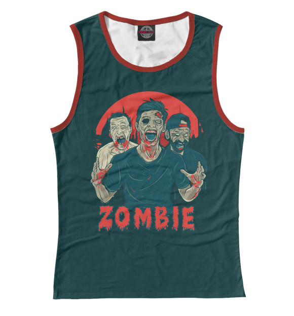 Женская майка с изображением ZOMBIE цвета Белый