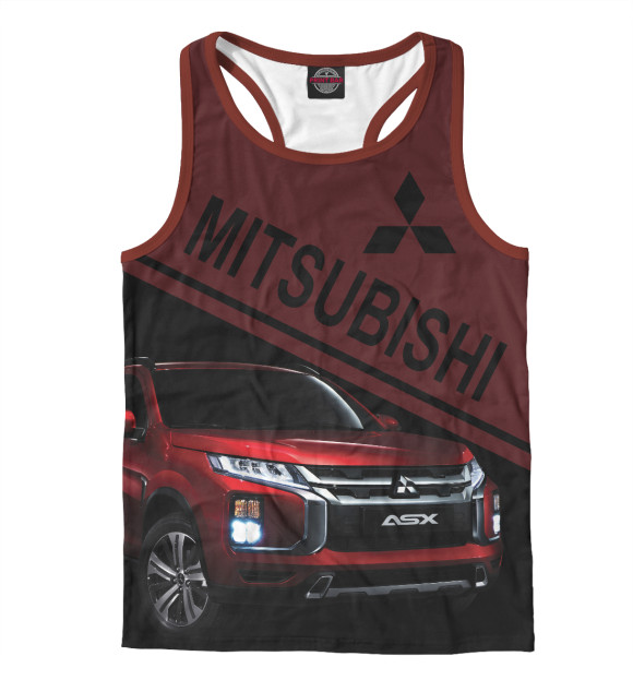 Мужская майка-борцовка с изображением Mitsubishi цвета Белый