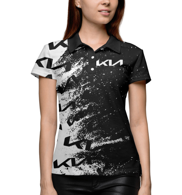 Женское поло с изображением KIA цвета Белый