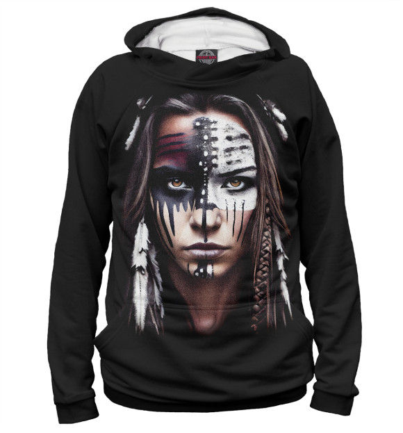 Женское худи с изображением Индианка - боевой окрас цвета Белый