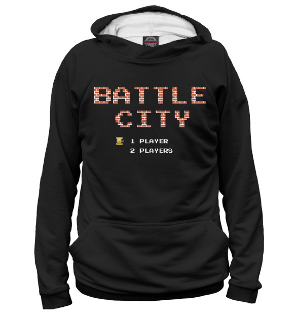 Мужское худи с изображением Battle City | Танчики цвета Белый