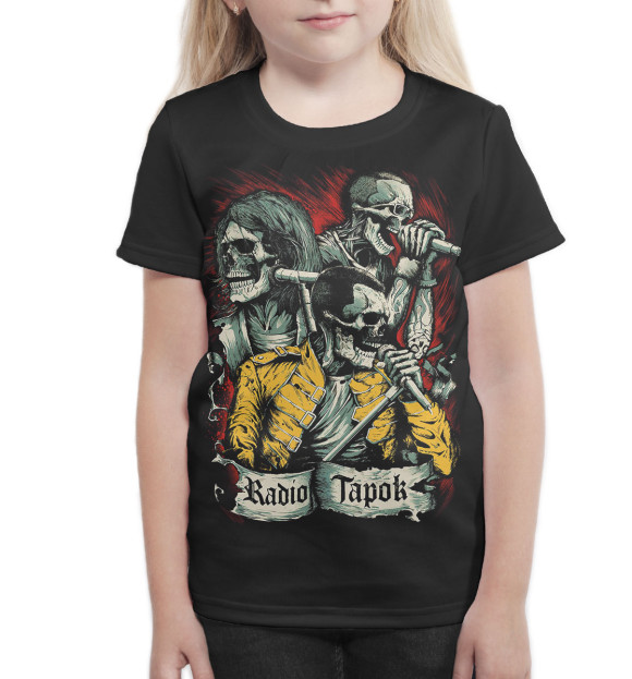 Футболка для девочек с изображением RADIO TAPOK цвета Белый