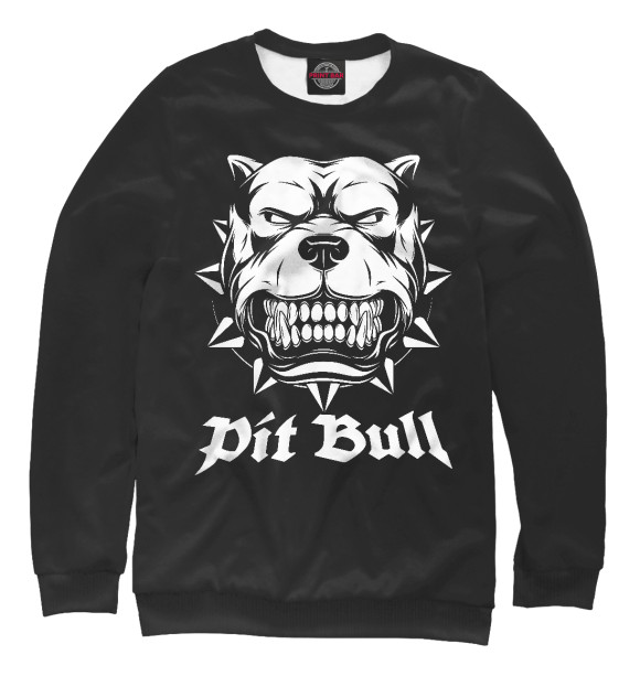 Мужской свитшот с изображением Злой Питбуль (Pit Bull) цвета Белый