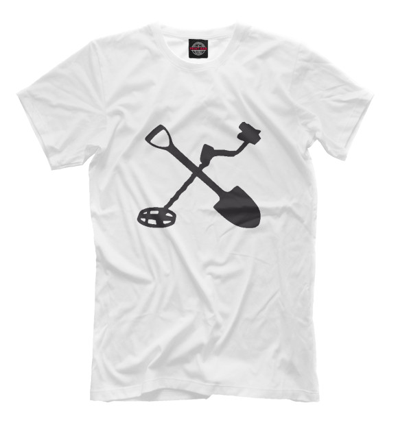 Мужская футболка с изображением Лопата и миноискатель цвета Белый