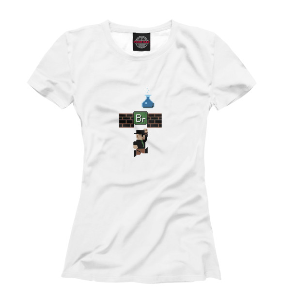 Женская футболка с изображением Хайзенберг Марио цвета Белый