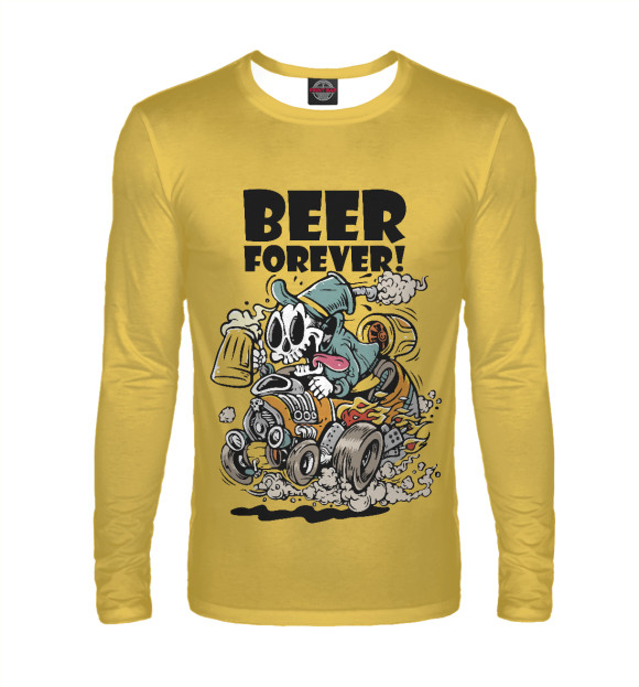 Мужской лонгслив с изображением Beer forever цвета Белый