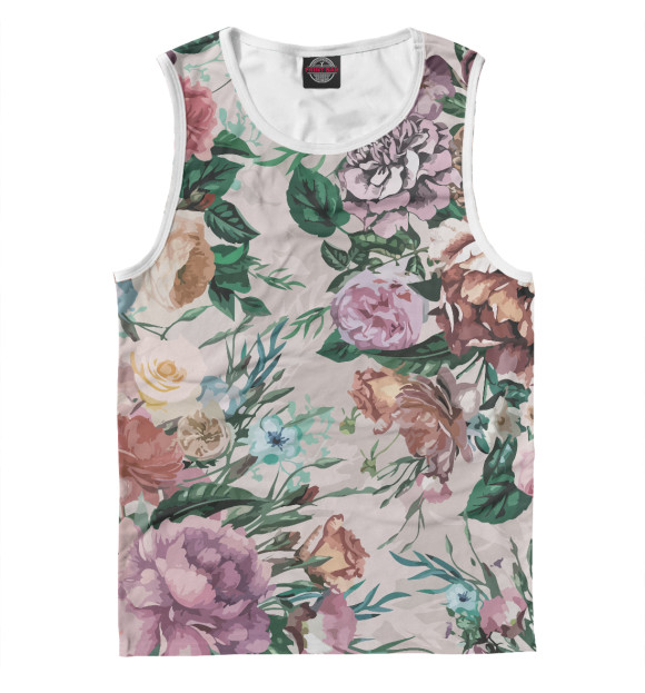 Майка для мальчика с изображением Летний цветочный паттерн - розы цвета Белый