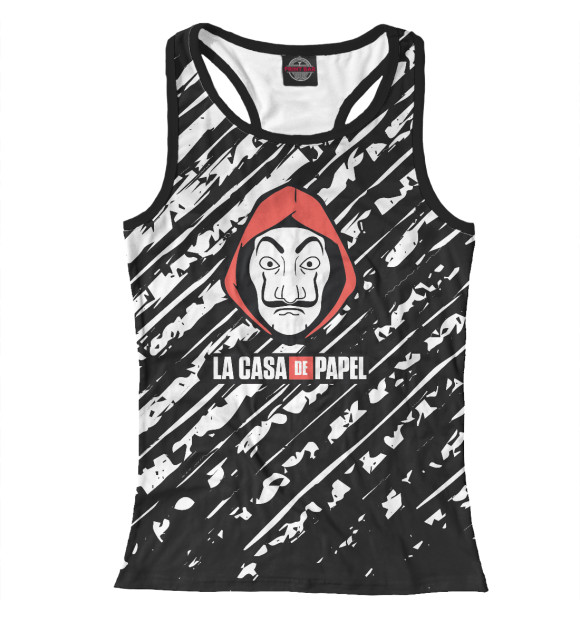 Женская майка-борцовка с изображением Бумажный Дом цвета Белый