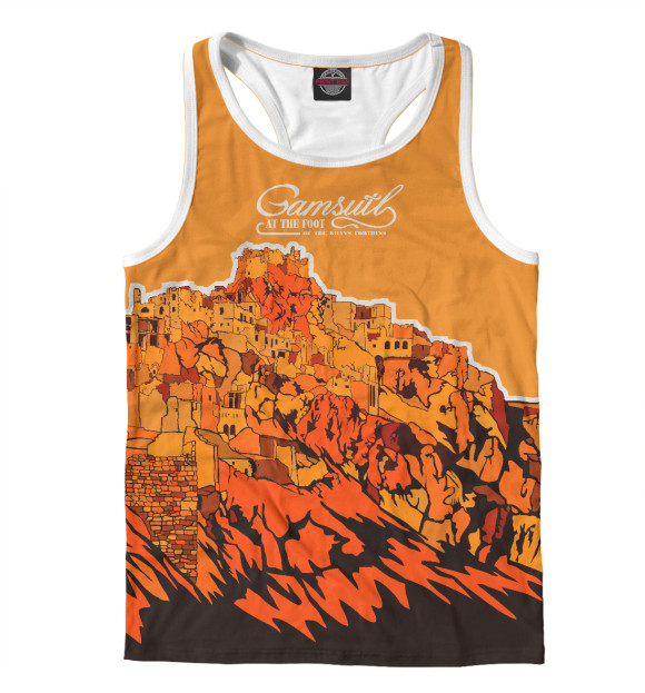 Мужская майка-борцовка с изображением Гамсутль Дагестан цвета Белый