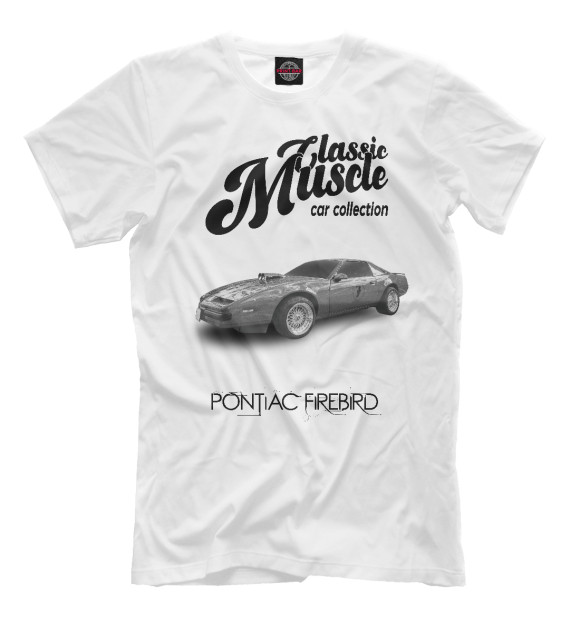Мужская футболка с изображением Маслкар Pontiac Firebird на белом фоне цвета Белый