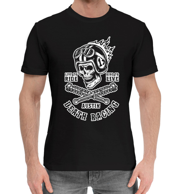 Мужская хлопковая футболка с изображением Смертельные Гонки цвета Черный
