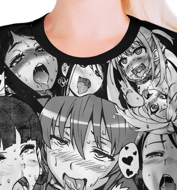 Футболка для девочек с изображением Ahegao | Ахэгао цвета Белый
