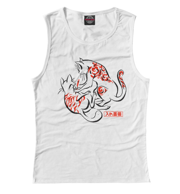 Майка для девочки с изображением Японские коты тату цвета Белый