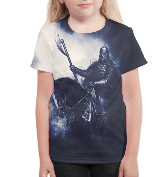 Футболка для девочек с изображением Богатырь цвета Белый