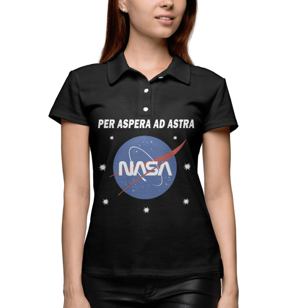 Женское поло с изображением NASA цвета Белый