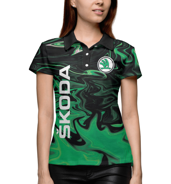 Женское поло с изображением Skoda цвета Белый