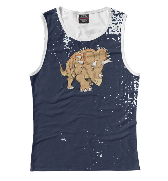 Майка для девочки с притом Triceratops Dinosaur цвета Белый Майка для девочки с изображением Triceratops Dinosaur цвета Белый