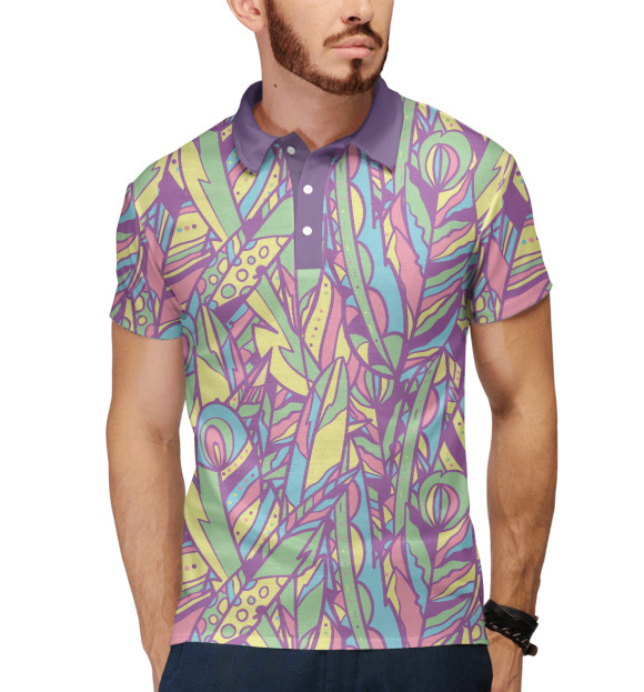 Мужское поло с притом Перья Вождя цвета Белый Мужское поло с изображением Перья Вождя цвета Белый