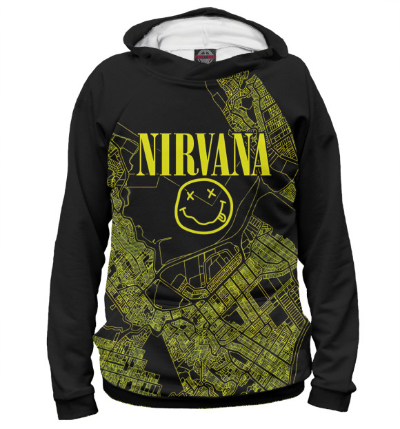 Мужское худи с изображением Nirvana цвета Белый