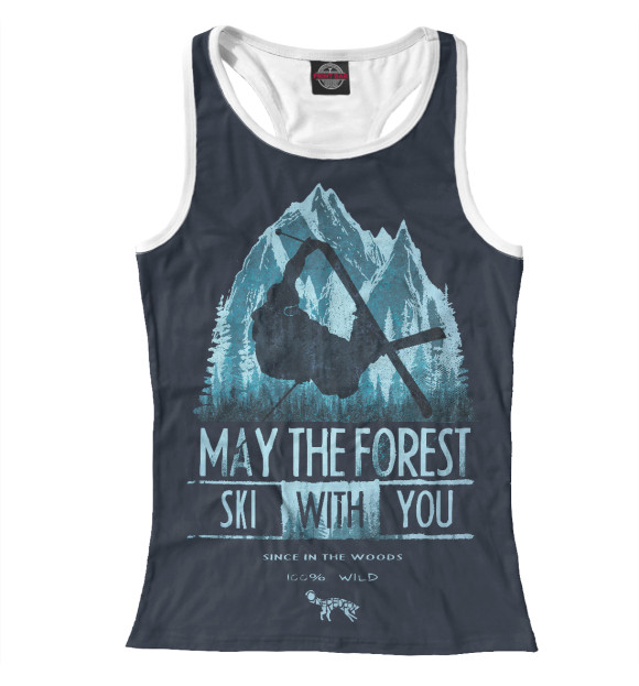 Женская майка-борцовка с изображением Ski цвета Белый