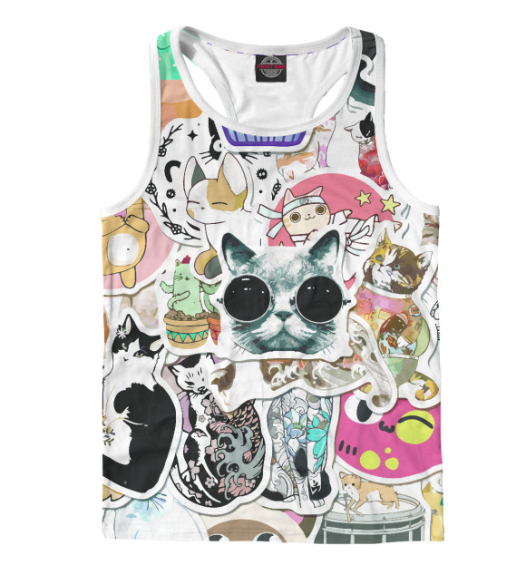 Мужская майка-борцовка с изображением Котики цвета Белый