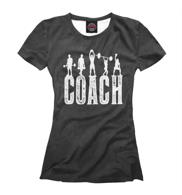 Женская футболка с изображением Coach Powerlifting цвета Белый