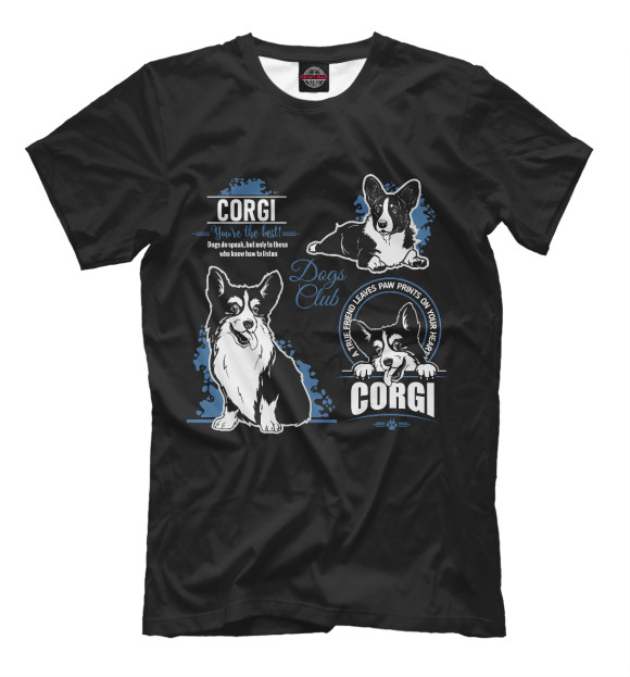 Футболка для мальчиков с изображением Corgi цвета Белый