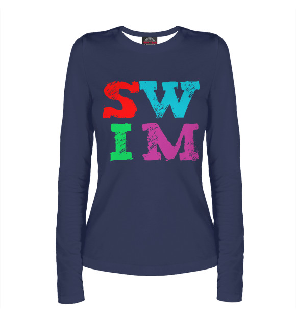 Женский лонгслив с изображением SWIM letters цвета Белый