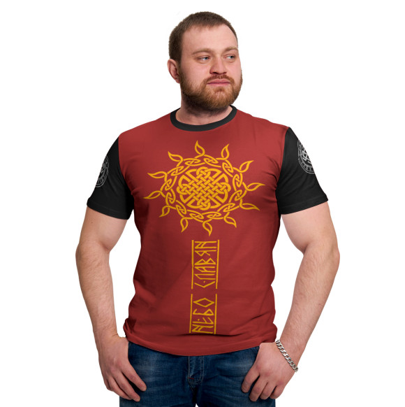 Мужская футболка с изображением Небо славян цвета Белый