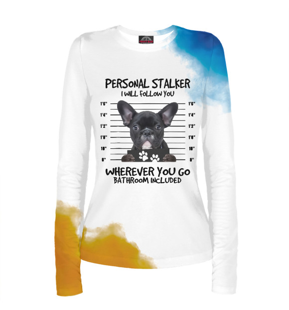 Женский лонгслив с изображением Personal Stalker bulldog цвета Белый