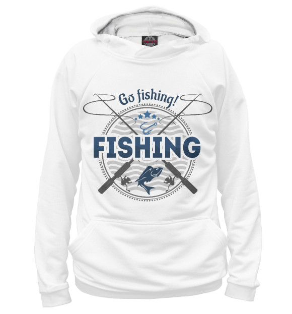 Мужское худи с изображением Fishing цвета Белый