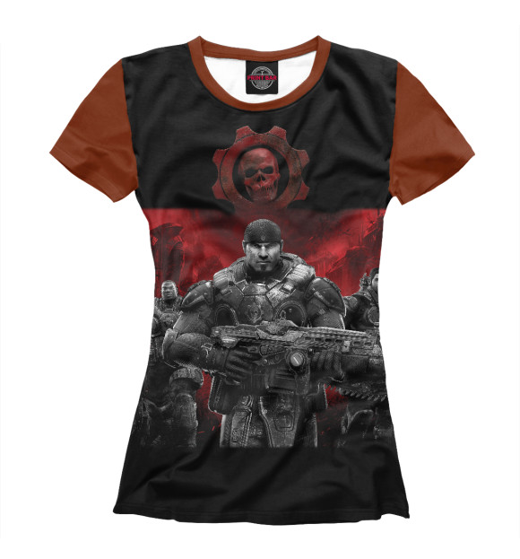 Женская футболка с изображением Gears of war цвета Белый